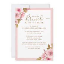 Elegante Brunch de ducha de novia con flores rosad