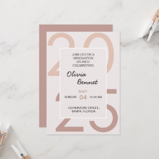 Invitación Elegante Brunch De Graduación De Desayuno Para Ell