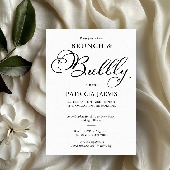 Invitación Elegante Brunch De Guión Y Ducha Bridal (Subido por el creador)