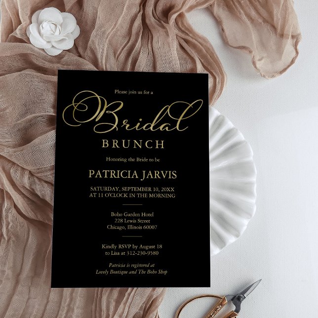 Invitación Elegante Brunch de novia con guión de Relieve meta (Subido por el creador)