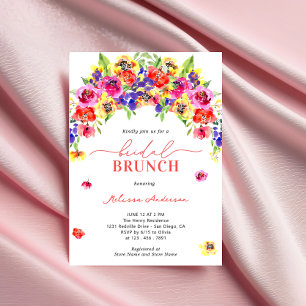 Invitación Elegante brunch de novia floral brillante y brilla