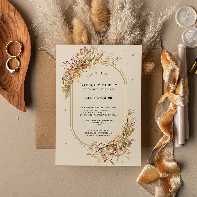 Invitación Elegante brunch de novias Boda beige de otoño rúst (Subido por el creador)