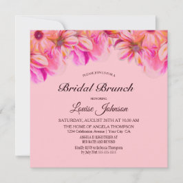 Invitación Elegante brunch de novias floral rosa y amarilla