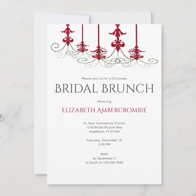 Invitación Elegante Brunch de novias para Navidades modernos (Anverso)