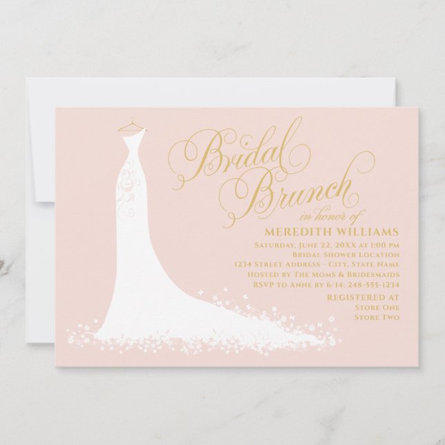 Invitación Elegante brunch de novias Rubor y Boda de oro (Anverso)