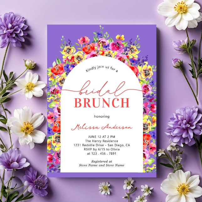 Invitación Elegante brunch de novios en el jardín floral colo (Subido por el creador)