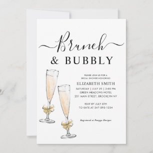 Invitación Elegante Brunch de oro de Moda y ducha Bubbly Brid