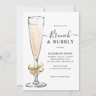 Invitación Elegante Brunch de oro de Moda y ducha Bubbly Brid