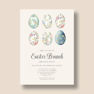 Invitación Elegante Brunch de Pascua de Huevos Florales