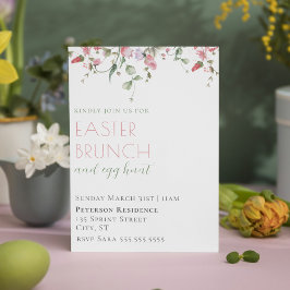 Invitación Elegante Brunch de Pascua Floral de Agua Rosa