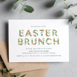 Invitación Elegante Brunch de Pascua Floral de Primavera