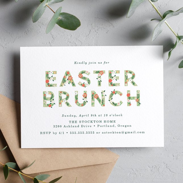 Invitación Elegante Brunch de Pascua Floral de Primavera (Subido por el creador)