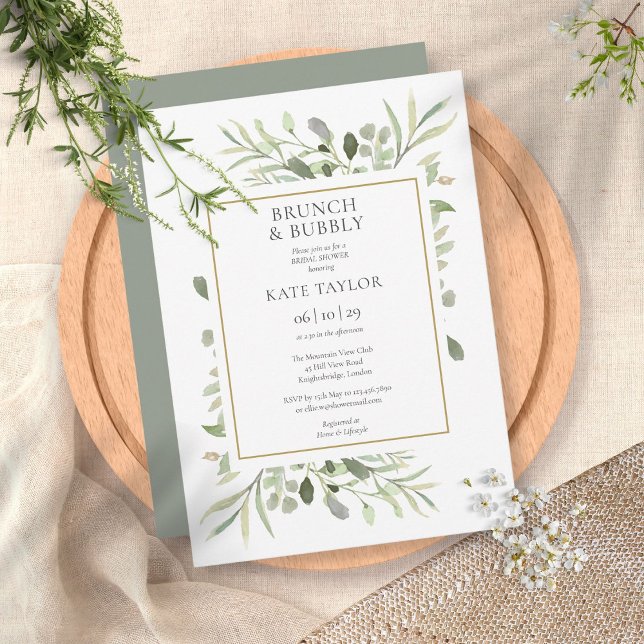 Invitación Elegante Brunch De Verdor Y Ducha Bridal (Subido por el creador)
