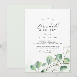 Invitación Elegante Brunch de Verdor y ducha Bubbly Bridal