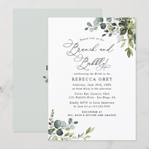 Invitación Elegante Brunch de Verdor y ducha Bubbly Bridal