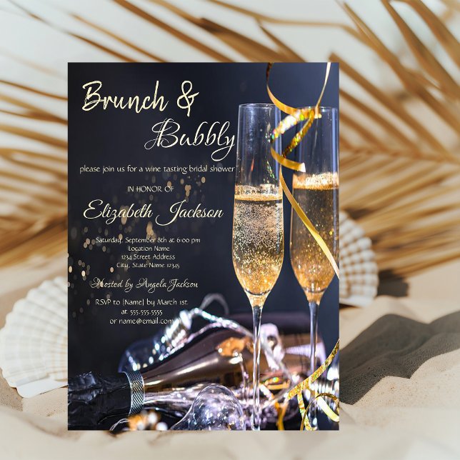 Invitación Elegante Brunch de vidrio de champán y novia de bu (Subido por el creador)