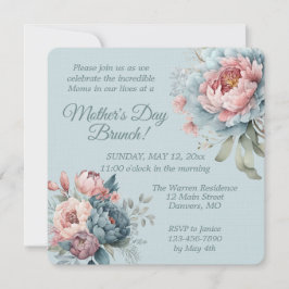 Invitación Elegante Brunch del Día de la Madre con Flores de
