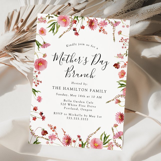 Invitación Elegante brunch del día de la madre con flores de  (Subido por el creador)
