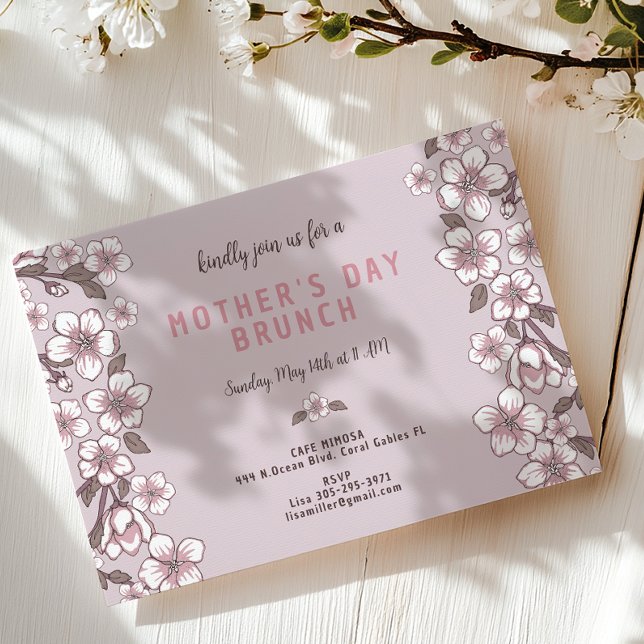 Invitación Elegante Brunch del Día de la Madre con Flores de  (Mother's Day Brunch)