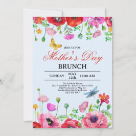 Invitación Elegante Brunch del Día de la Madre con Moda azul