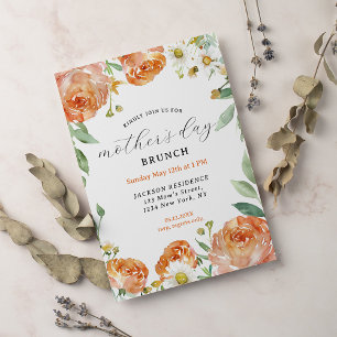 Invitación Elegante brunch del día de la madre de la floral d