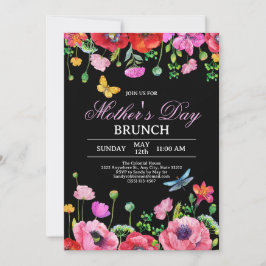 Invitación Elegante Brunch del Día de la Madre de la Moda Neg