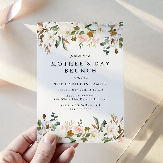 Invitación Elegante brunch del Día de la Madre en Rubor Magno (Subido por el creador)