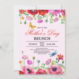 Invitación Elegante Brunch del Día de la Madre Rosa de Flor S
