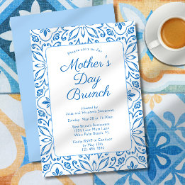 Invitación Elegante brunch del día de las madres con azulejos