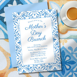 Invitación Elegante brunch del día de las madres con azulejos