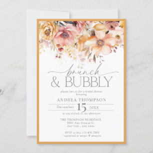 Invitación Elegante brunch floral amarillo y burbujeante