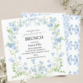 Invitación Elegante brunch floral azul de graduación Invitaci