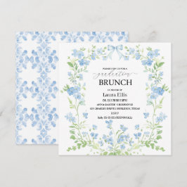 Invitación Elegante brunch floral azul de graduación Invitaci