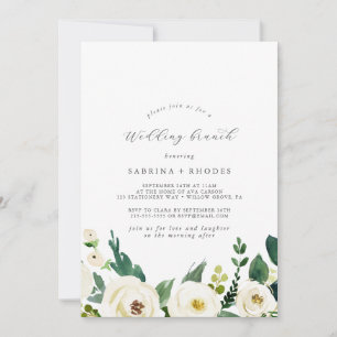 Invitación Elegante brunch floral blanca Boda