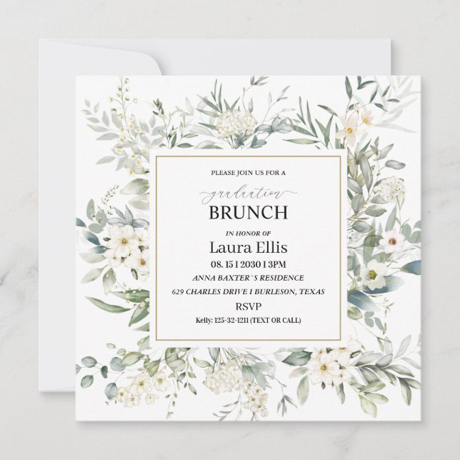 Invitación Elegante brunch floral de flores silvestres (Anverso)
