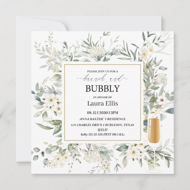 Invitación Elegante brunch floral de flores silvestres e inst (Anverso)