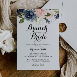 Invitación Elegante brunch floral de invierno con ducha de no