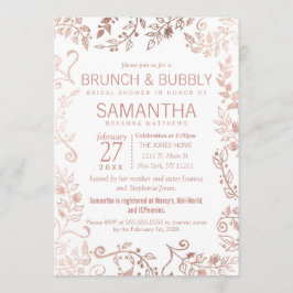Invitación Elegante brunch floral de oro rosa blanco