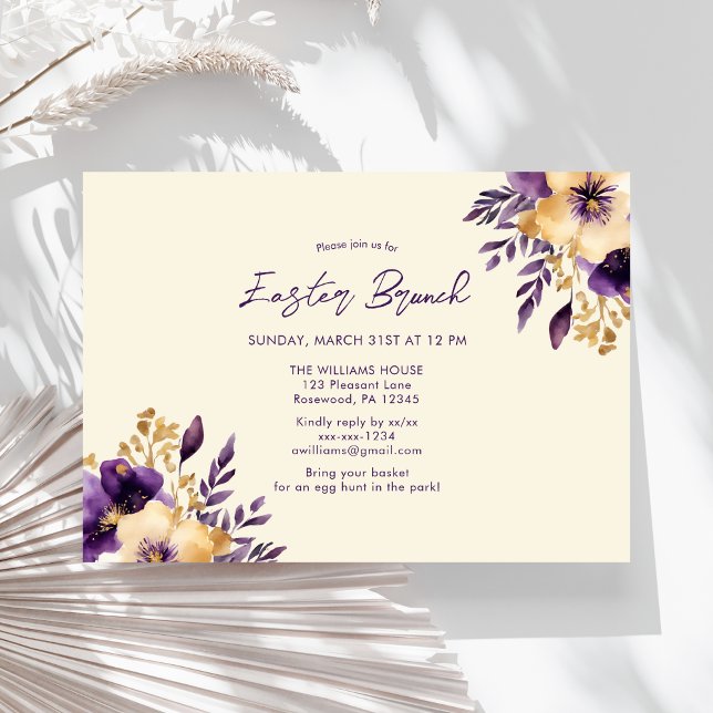 Invitación Elegante Brunch Floral de Pascua (Subido por el creador)