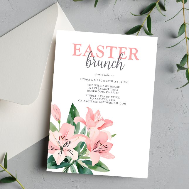 Invitación Elegante Brunch Floral de Pascua (Subido por el creador)