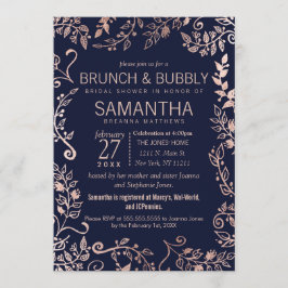 Invitación Elegante brunch floral de Rosa azul de la Marina B