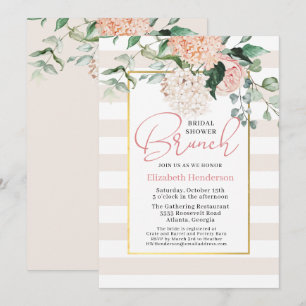 Invitación Elegante brunch floral rosa Hydrangea Bridal Showe