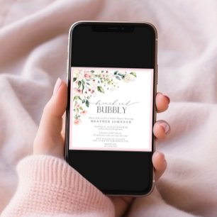 Invitación Elegante Brunch Floral Rosa y ducha Bubbly Bridal