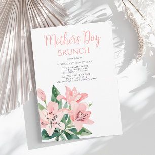 Invitación Elegante brunch floral rosado del día de la madre