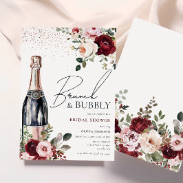 Invitación Elegante Brunch floral y ducha Bubbly Bridal