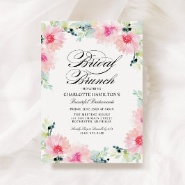 Invitación Elegante brunch marrón marrón rosa floral Rubor
