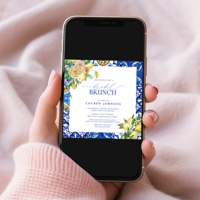 Invitación Elegante brunch mediterráneo con flores de limón (Subido por el creador)