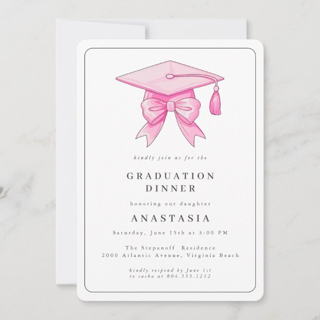 Invitación Elegante Brunch Moderno de Graduación de Acuarela (Anverso)