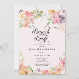 Invitación Elegante Brunch Moderno Floral Clásico para Desayu