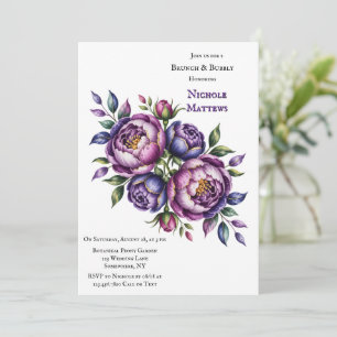 Invitación Elegante brunch morado y magenta y burbujeante